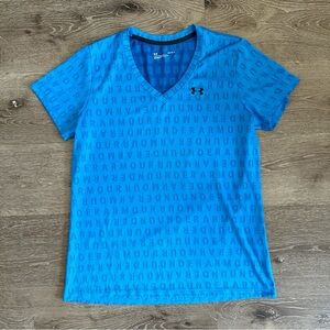 Women’s Large Loose Fit Blue V Neck Under Armour Tee Shirt